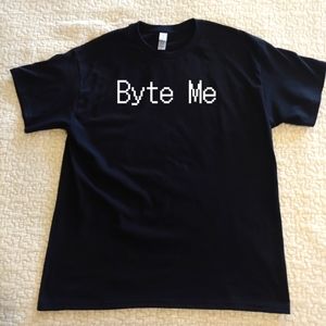 NWT Byte Me Graphic Tee, Various Sizes, Black, Short Sleeved